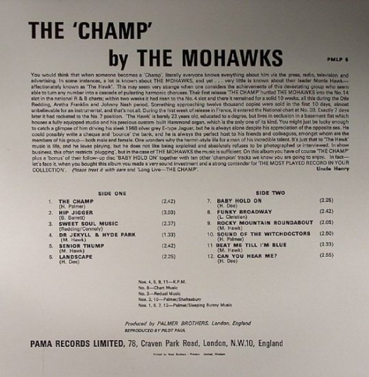 Mohawks, The - The Champ Pama, 1968 - Back.jpg
