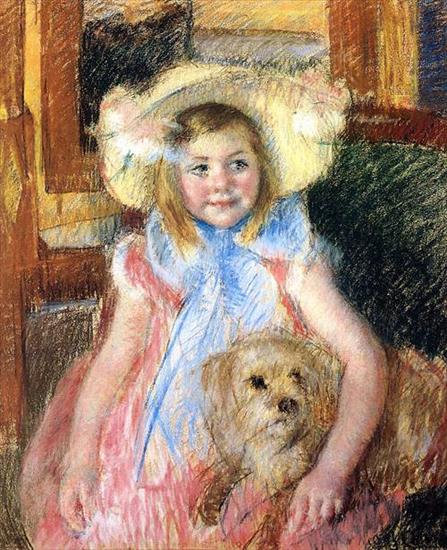 Mary Cassat - Mary_Cassatt_xx_Sara_in_a_Large_Flowered_Hat_Looking_Right_Holding_Her_Dog_19012.jpg